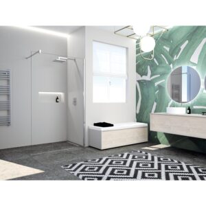 Paroi Walk-In pour douche ouverte Paama avec profilé noir et verre transparent 195 cm extensible 117 à 118,5 cm - LEGALLAIS - 641511