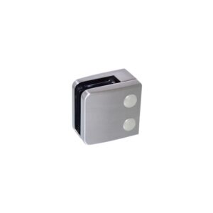 Pinces à verre pour garde-corps - modèle 06 - carré 55x55 mm - support plat - zamak aspect inox brossé - Design Production - 165524