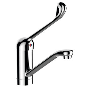 Mitigeur de lavabo hospitalier à bec tube fixe ou orientable sans vidage commande au coude - Sanifirst - 457829