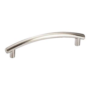 Poignée barre courbe entraxe 128 mm zamak nickelé mat aspect inox - - 573413