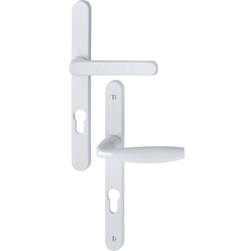 Ensemble sur plaque étroite 24mm ligne New York clé I carré 8 entraxe 92 pour porte 68-77 aspect inox F9 saillie réduite - HOPPE - 583444 – Image 2
