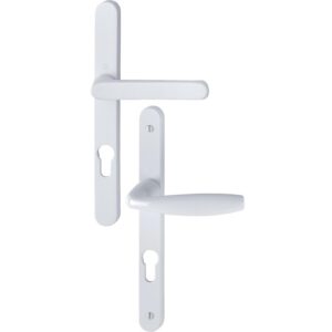 Ensemble sur plaque étroite de 24mm ligne New York clé I carré 7 entraxe 70 pour porte 68-77 blanc 9016 saillie réduite - HOPPE - 583423