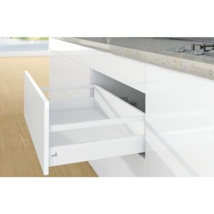 Kit complet tiroir ArciTech à casseroles avec tringles profil H94mm paroi arrière H186mm coloris blanc longueur 300mm - HETTICH - 428534