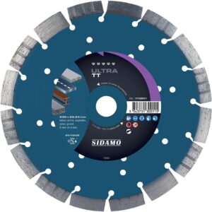 Disque diamant jante segmentée matériaux de construction Ultra TT, diamètre 230 mm, épaisseur 2,4 mm, alésage 22,2 mm - SIDAMO - 565440