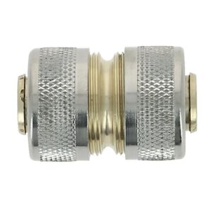 Raccord d'arrosage réparateur laiton nickelé pour raccordement de 2 tuyaux de diamètre intérieur 15 mm - FAUQUET - 518904
