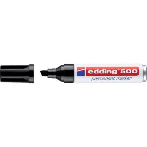 Marqueur permanent E 500 à pointe biseautée 2 à 7mm résiste à l'usure et à la lumière séchage rapide coloris noir - EDDING - 594525