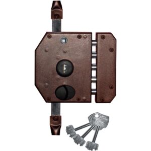Serrure en applique multipoints à fouillot Perfecta main gauche sans tringle coloris marron - ISEO CITY - 641054