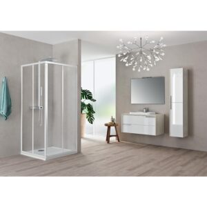 Accès d'angle Riviera 2 0 A extensible 87-89 cm - Profilé blanc et verre transparent - NOVELLINI - 613236