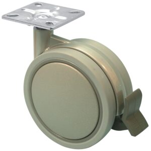 Roulette de meuble Jemedesign double galet gris diamètre 75mm hauteur 103mm charge 70kg avec frein avec platine 42x42mm - GUITEL HERVIEU - 505555