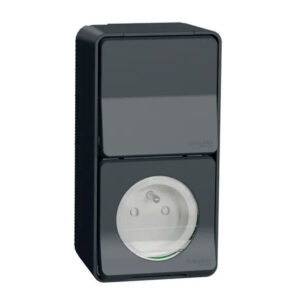 Va et vient + prise de courant gris anthracite saillie Mureva Styl IP55 IK08 - Schneider - 582275