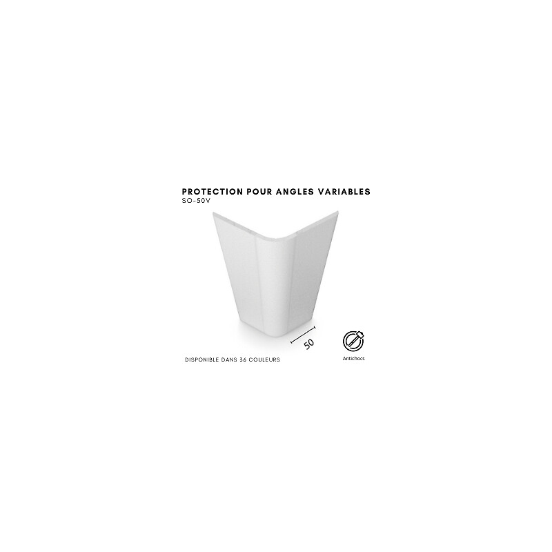 Cornières à angle variable Aqua Vario - 80 à 180° - 50 x 50 mm - longueur 3 m - adhésif - blanc neige RAL 9003 - CS France - 117819 – Image 2