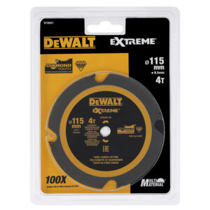 Lame de scie circulaire denture diamant, 115x9.5mm, 4 dents, angle d'attaque 12 Pour la coupe de fibre ciment et laminés - DEWALT - 158629