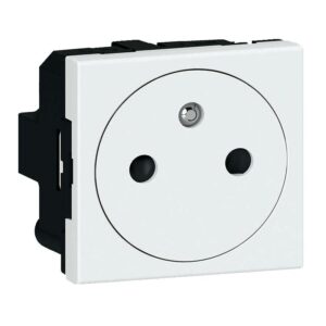 Prise programme Mosaic 2P+T droite 2 modules blanc - Legrand - 357708