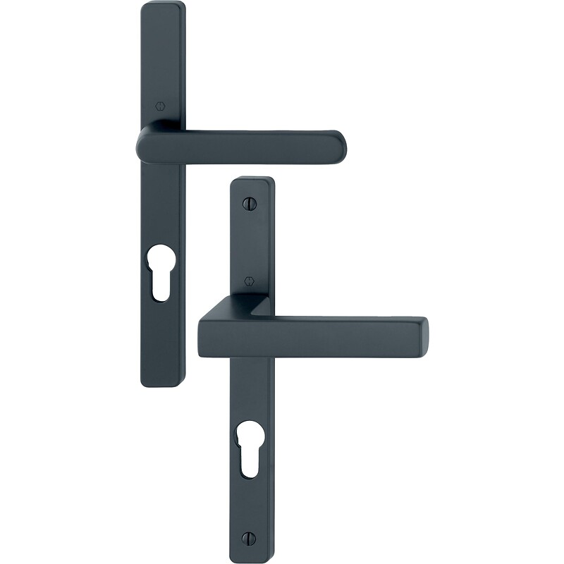 Béquille double sur plaque étroite entraxe 70/195 mm ligne Toulon clé I époxy noir mat porte 58/67 - HOPPE - 627614 – Image 3