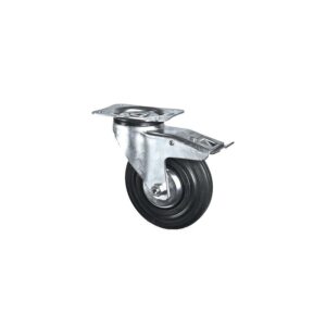 Roulette pivotante à frein sur platine charges légères 3377 charge 75kg roue caoutchouc diamètre 100 mm avec moyeu lisse - Tente - 335512