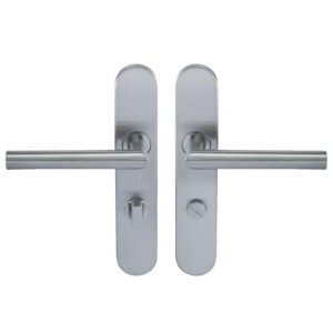 Béquille double inox sur plaque Ligne 19 type V condamnation - NORMBAU - 449352