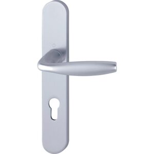 Ensemble New York sur plaque 195 mm entraxe 72 mm carré de 8 mm argent satiné F1 condamnation à voyant - HOPPE - 626977