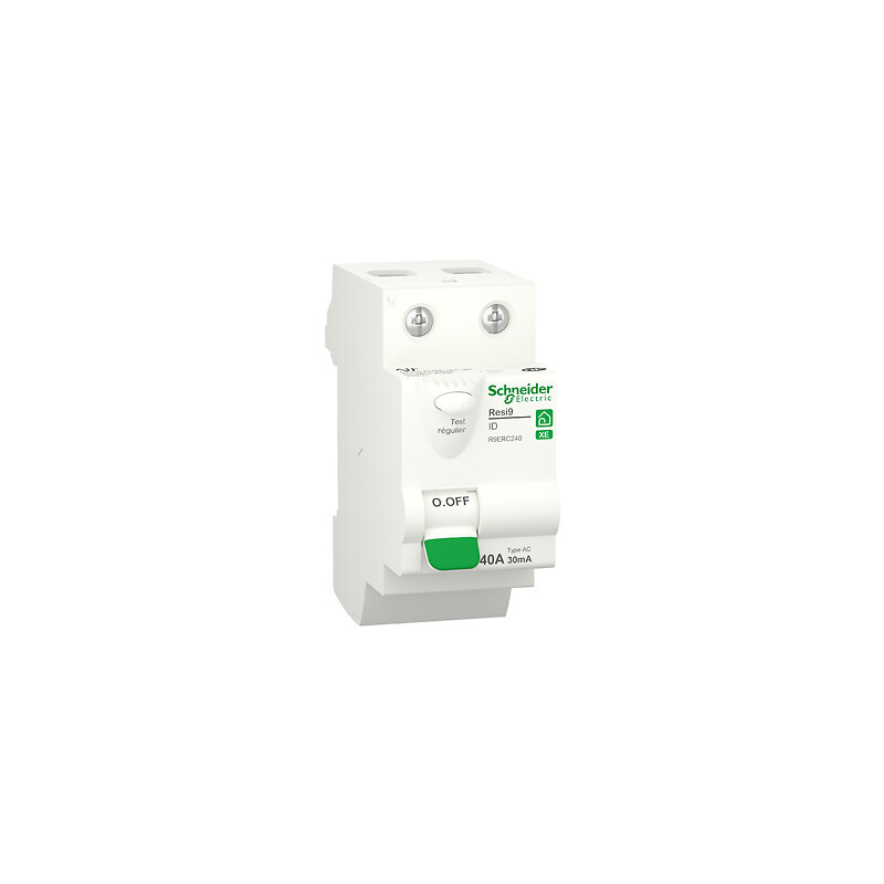 Interrupteur différentiel Resi9 2P 63A 30mA Type A embrochable XE - Schneider - 574820