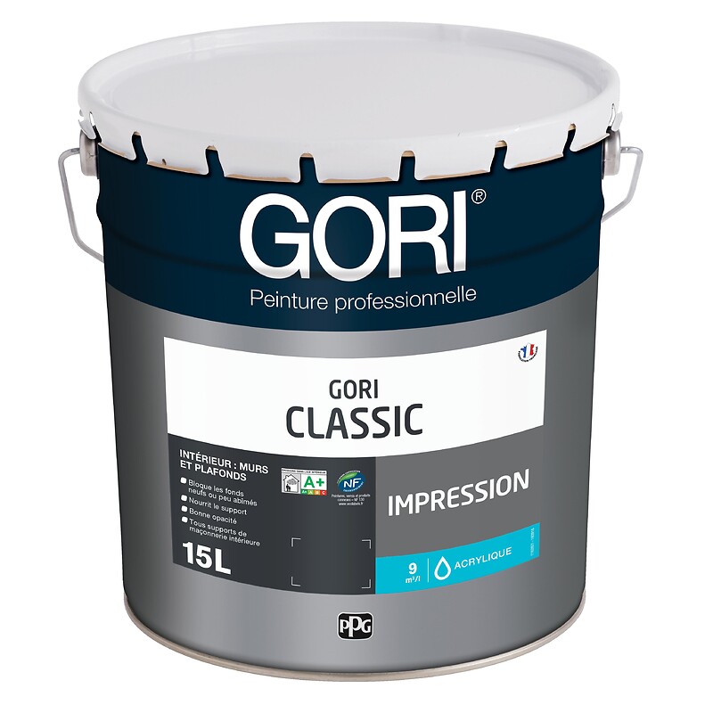 Peinture acrylique multisupports pour murs et plafonds Gori Classic Impression coloris blanc bidon de 15l - Gori - 156627