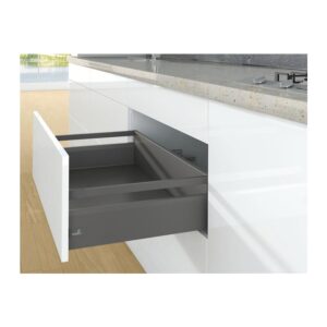 Kit complet tiroir ArciTech à casseroles avec tringles profil H126mm paroi arrière H186mm anthracite longueur 350mm - HETTICH - 429150