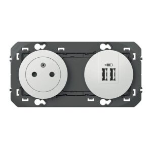 Prise de courant 2P+T Surface + module de charge 2 USB Type A Dooxie - Legrand - 633319