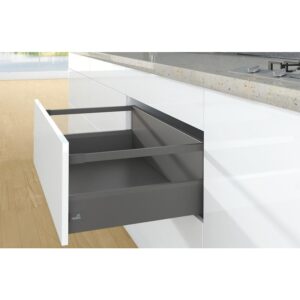 Kit complet tiroir ArciTech à casseroles avec tringles profil H126mm paroi arrière H250mm anthracite longueur 300mm - HETTICH - 429409