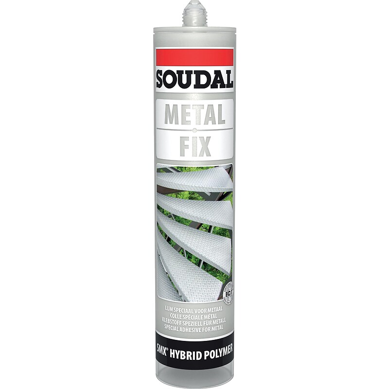 Colle métal polymère METAL FIX, coloris gris brillant pailleté, cartouche de 290ml - SOUDAL - 610226