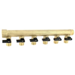 Collecteur de distribution mâle/femelle Colbeck à visser avec vannes intégrées - entrée M/F 20x27 et 4 départs M 15x21 (entraxe 50 mm) - LEGALLAIS - 110182