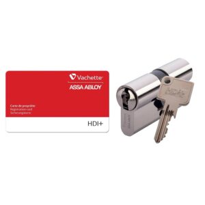 Cylindre double type HDI+ A2P* laiton nickelé 4 clés 50 x 30 - VACHETTE ASSA ABLOY - 689525