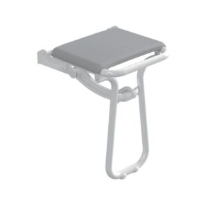 Siège de douche Bailleron à structure aluminium et lattes PVC blanches + coussin gris amovible et nettoyable - LEGALLAIS - 106059