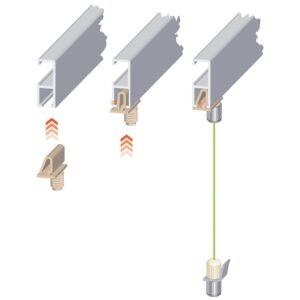 Kit cimaise Civiclic 2 fil de 2m + 2 crochets suspenseur argent 2 m - CIVIC - 578740
