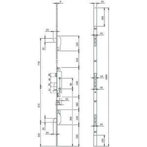 Serrure à larder 3 points à cylindre européen pêne dormant et rouleau tétiêre U de 24 x 6 x 1860 mm axe 30 Electa TF3 - ISEO CITY - 640935