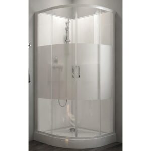 Cabine de douche 1/4 de rond à portes coulissantes Izibox 2 avec parois en vitrage sérigraphié - 90 x 90 cm - LEDA - 112023