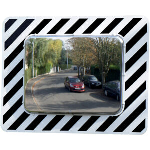 Miroir de surveillance en polycarbonate à bandes réfléchissantes pour voirie, miroir rectangulaire 60 x 80 cm - VISO - 446888