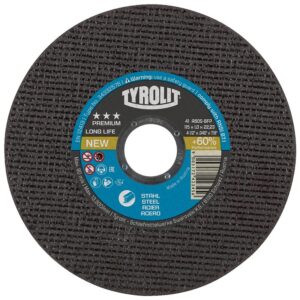 Disque à tronçonner Premium Longlife moyeu plat coupe acier diamètre 125 mm épaisseur 1 mm alésage 22,2 mm - TYROLIT - 601973