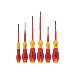 Jeu de 6 tournevis isolés 1000 V fendu et Phillips - Soft Finish SlimFix - WIHA - 105561