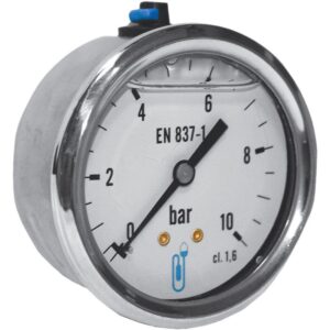 Manomètre boîtier inox glycérine axial 10 bars Ø 63 - DISTRILABO - 753103