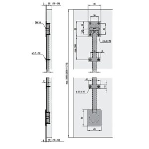 Raidisseur pour porte de meuble - kit complet pour hauteur 2040 à 2600 mm - en aluminium finition brut avec brides - HAWA - 617780