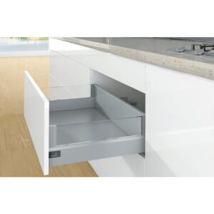 Kit complet tiroir ArciTech à casseroles avec DesignSide profil H94 mm paroi arrière H186 mm argenté longueur 500 mm - HETTICH - 427988