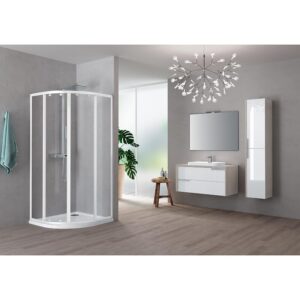 Parois 1/4 de rond Riviera 2.0 R 90x90 cm - Profilés blancs et verre transparent - NOVELLINI - 613313