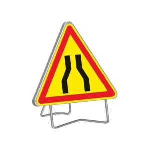 Panneau de signalisation temporaire AK3 CHAUSSÉE RÉTRÉCIE rétroréfléchissant classe T1 triangle 700mm pied galvanisé - TALIAPLAST - 153925