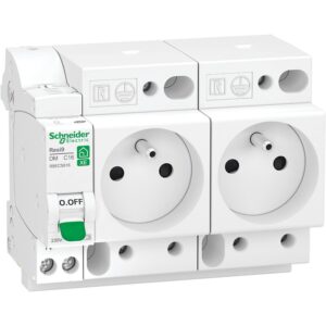 Combiné disjoncteur + double prise de courant embrochables XE - Schneider - 626438