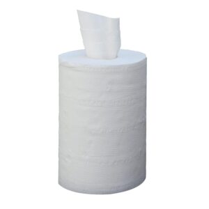 Bobine de ouate blanche Pure cellulose pour distributeur mini dévidage central - 200 feuilles 19,5 x 25 cm - carton de 12 bobines - Papeco - 564383