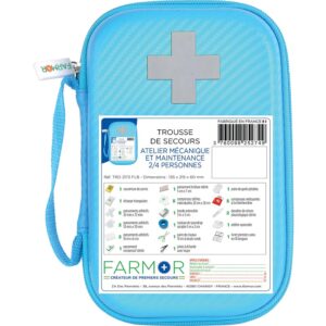 Trousse de secours Atelier Mécanique et de Maintenance 2/4 personnes en EVA Bleue Fluo - Farmor - 530797