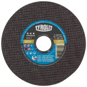 Disque à tronçonner Premium 2 en 1 moyeu plat coupe acier inox diamètre 125 mm épaisseur 1,6 mm alésage 22,2 mm - TYROLIT - 601889