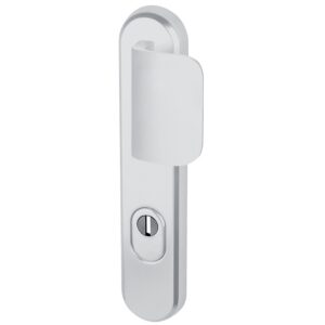 Ensemble palière aluminium sur plaque renforcée type Seku 2 entraxe 195 mm clé I ton argent poli - NORMBAU - 554814
