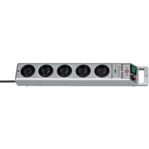 Multiprise prolongateur Super Solid à bloc 5 prises parasurtenseur - argent/noir - BRENNENSTUHL - 357128