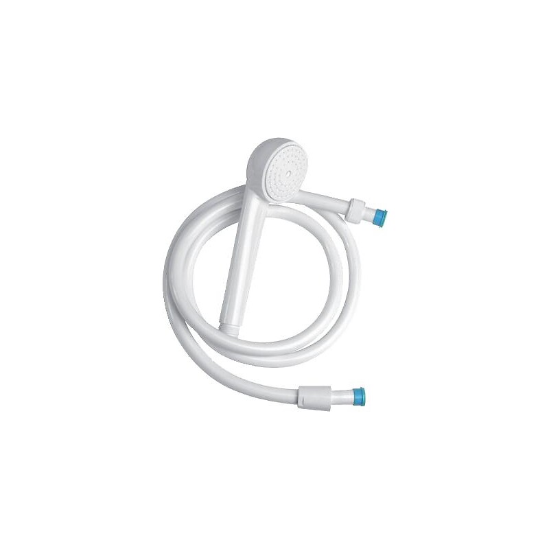 Kit de douche Dame pour hôpitaux avec douchette blanche 1 jet et flexible PVC blanc à repère vert jetable 1,50 m - LEGALLAIS - 727412 – Image 2