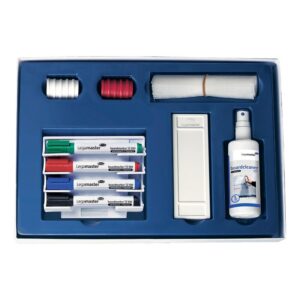 Kit accessoires pour tableaux blancs avec 1 nettoyant, 1 effaceur, 1 porte marqueur, 4 recharges papier, 4 marqueurs - Legamaster - 594231