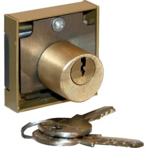 Serrure à cylindre 3 goupilles Ø 22 - coffre 40 x 40 mm - 2 clés - finition bronze - droite - DEVISMES - 111309